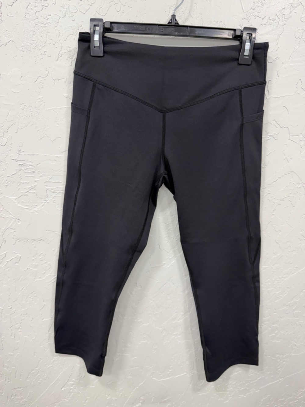 Curves N Combatboots Black High Waisted Cropped Leggings Crossover Detail Large